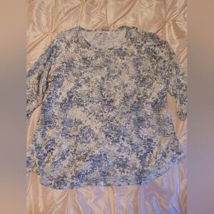 Blue and Cream Women's Top
